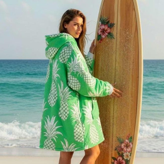 Beachchi Surf Robe | Hawaiin Print Cover-Up |Vacation Essential |Pineapple Beach Robe Hooded Blanket | Surf Robe Pool Cover-Up