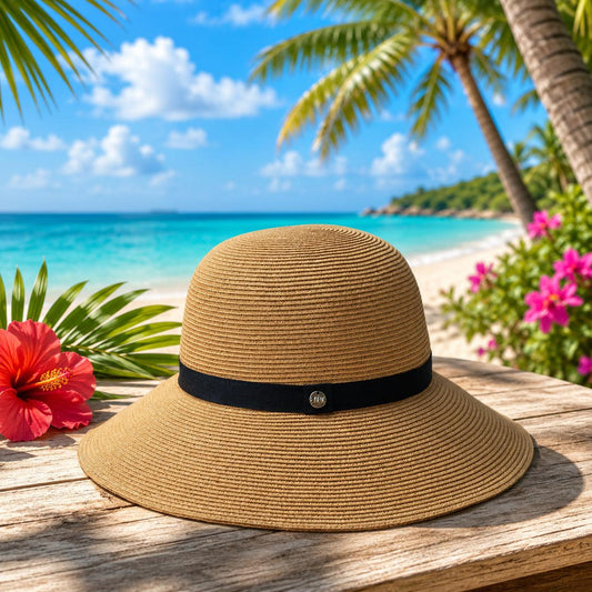 Beachchī Straw Sun Hat for Women | Wide Brim Beach Hat | Packable Summer Hat | Resort Vacation Hat | Coastal Sun Protection | Tropical Trave