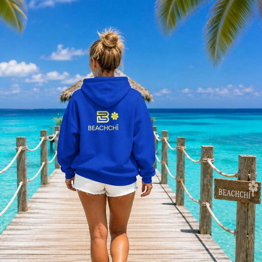 Beachchi Retro Rainbow Stripes Zip Hoodie | Beachchi Logo on Back