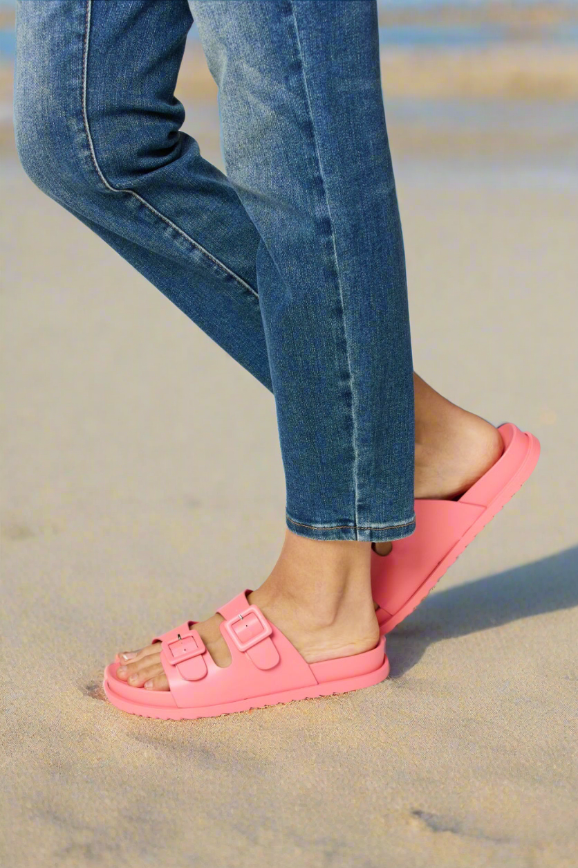 Women's Sandals, Slide Sandals, Beachchi Sandals, Double Buckle Open Toe Sandals Vacation Wear, Beachwear, Summer Sandals