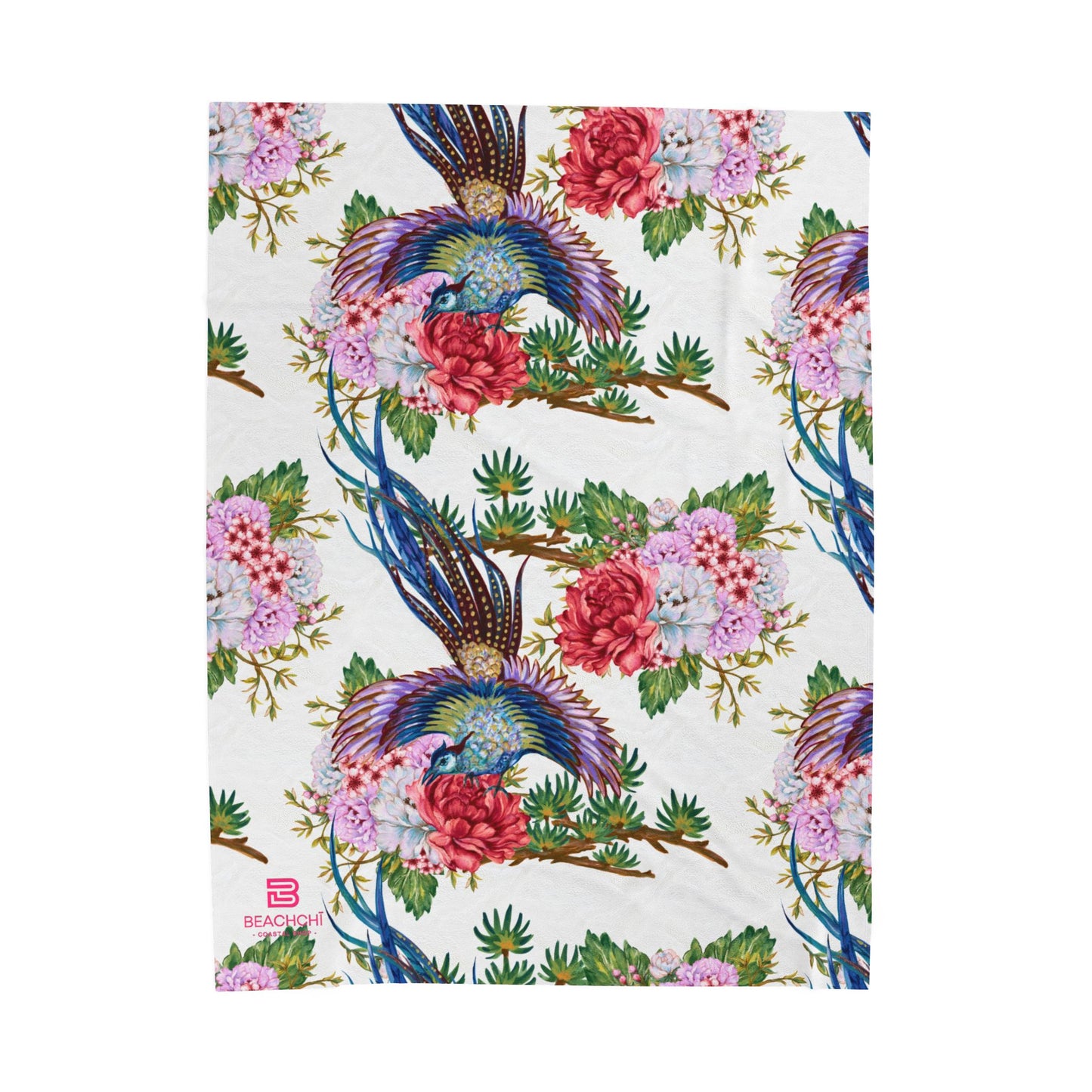 Floral Velveteen Blanket, 3 Sizes, Bedding, Cozy Throw  Blanket, Home Décor, Soft Plush Blanket, Coastal Décor, Warm Coverup, Beachchi Blanket
