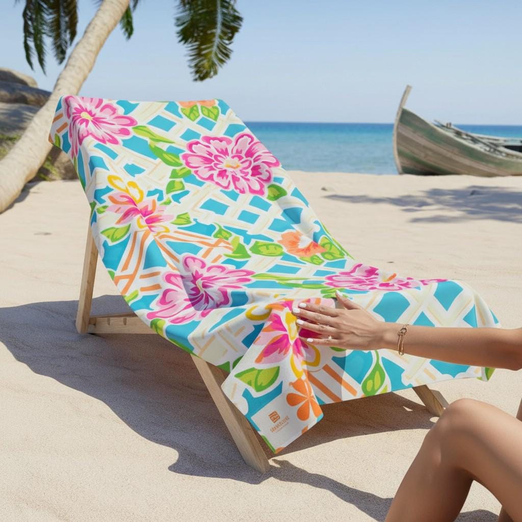 Floral Oversized Beach Towel Beach Towel | Pool Towel, Vacation Essential