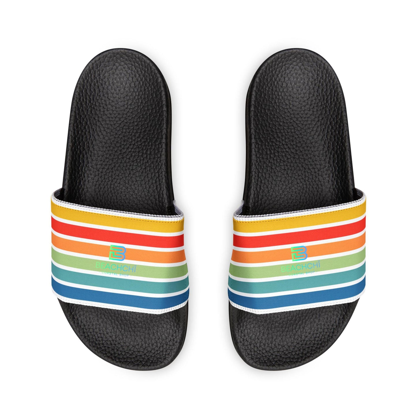 Retro Rainbow Striped Sandals,| Beachchi Slides