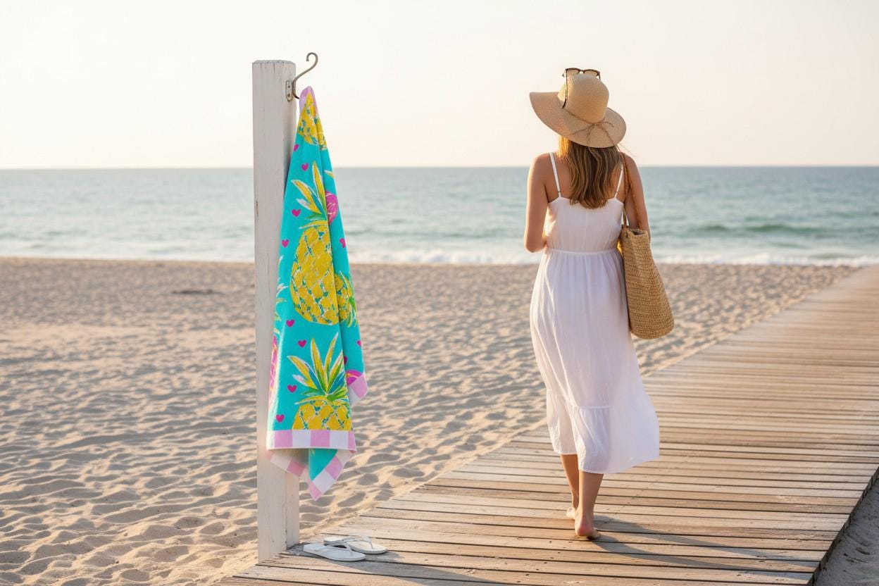 Oversized Aqua Hearts Pineapple Beach Towel | Palm Beach Poolside Luxury | Preppy Tropical Vacation Gift