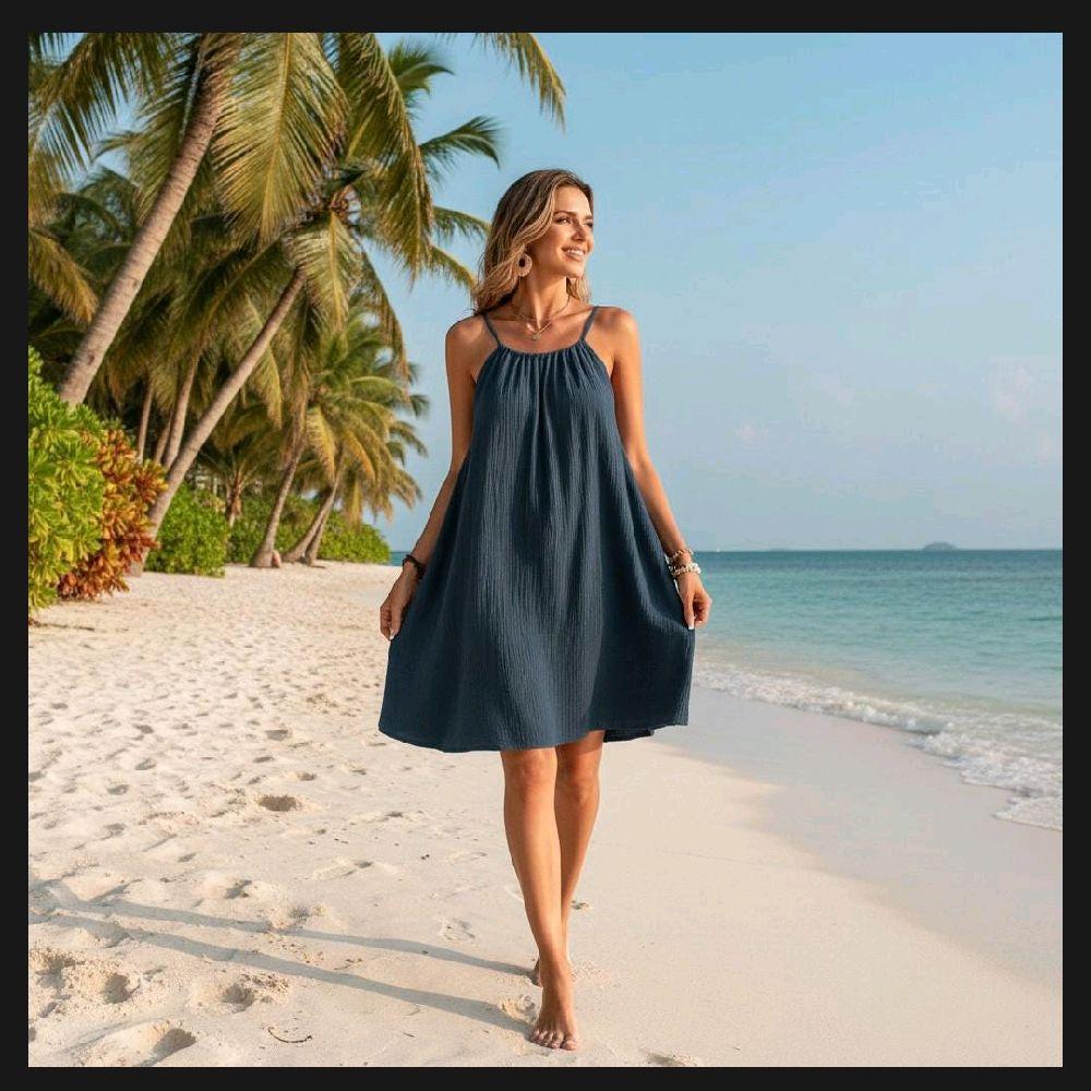 Women's Casual Spaghetti Strap Gauze Dress, Beachchi