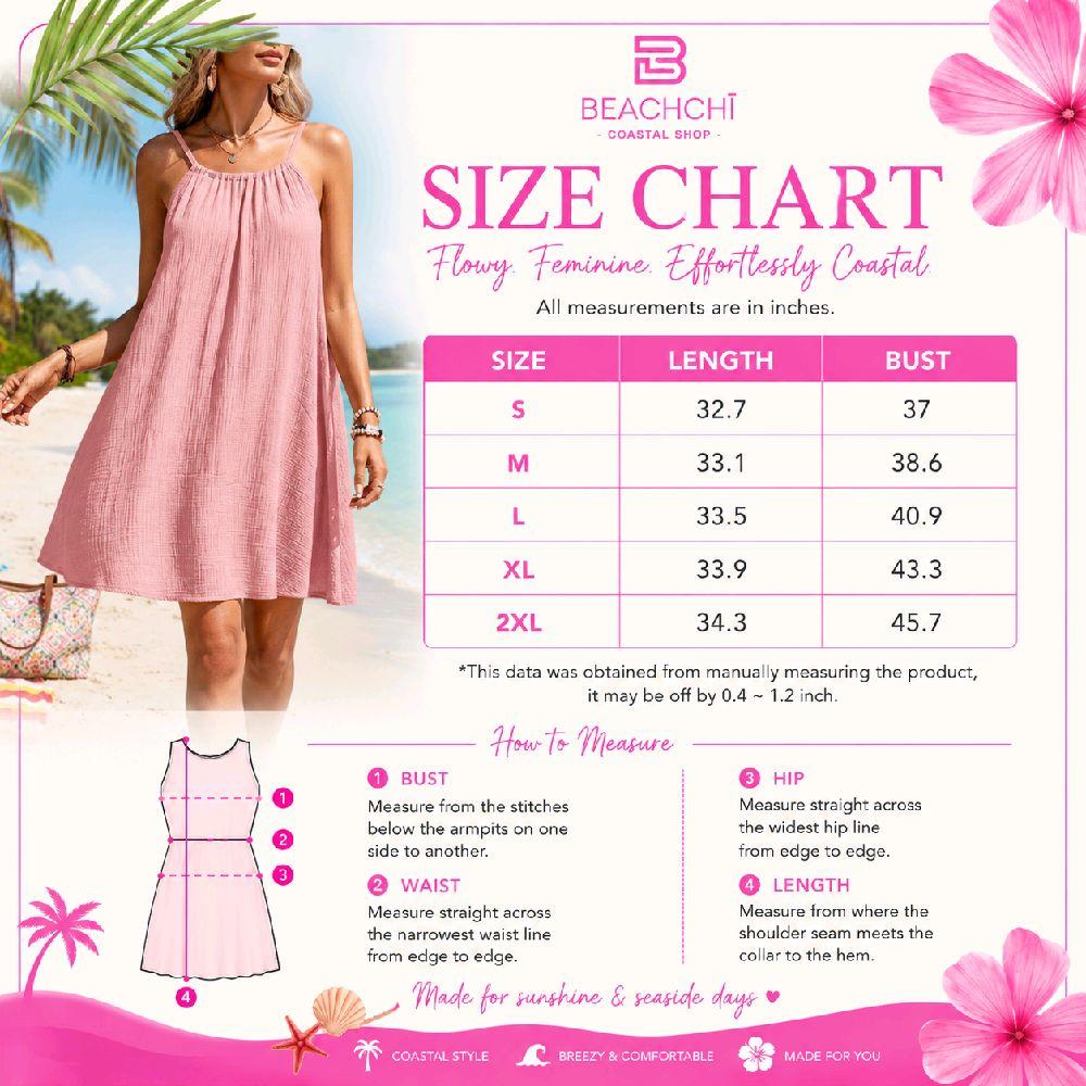 Women's Casual Spaghetti Strap Gauze Dress, Beachchi