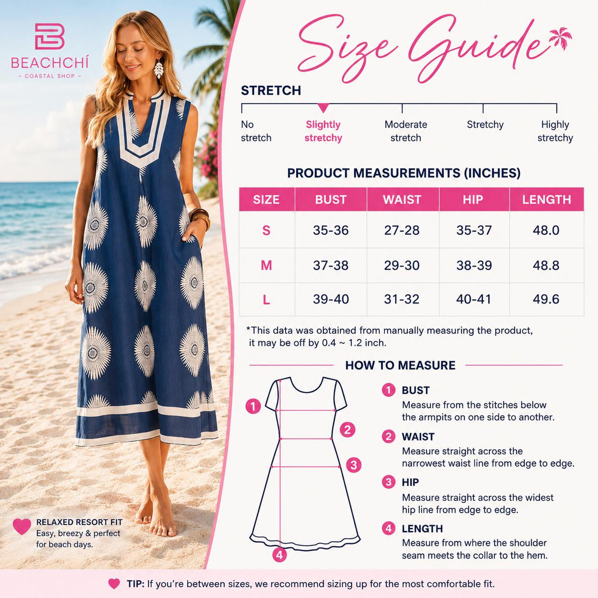 Coastal Resort Midi Dress | Blue Geometric Sleeveless Vacation Dress | Women's Beach Boutique Dress| Beachchi Dress