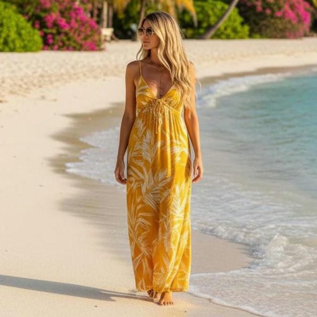 Full Size Printed Spaghetti Strap Maxi Dress Plus Size