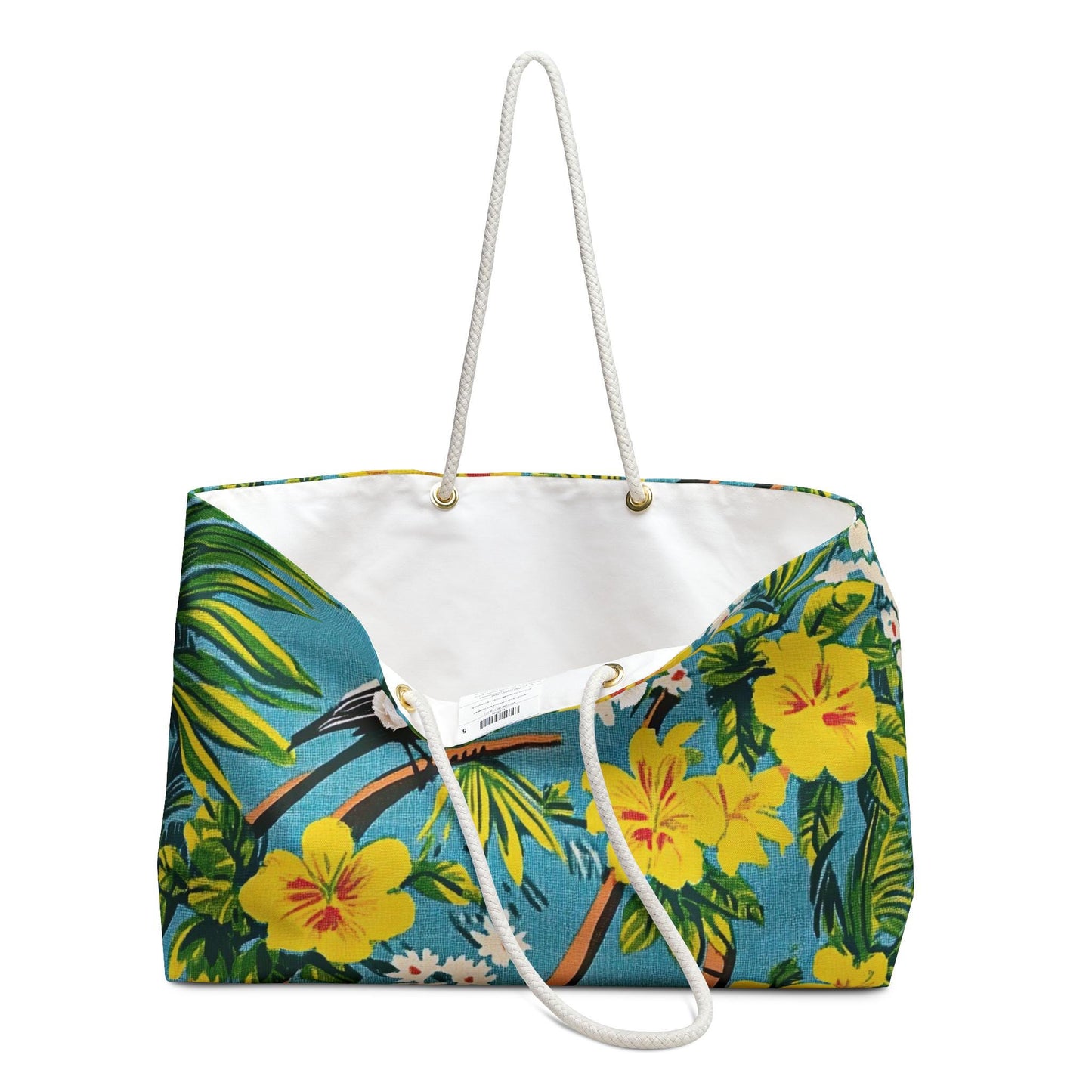 Tropical Hibiscus & Bird Weekender Bag | Hawaiian Beach Tote