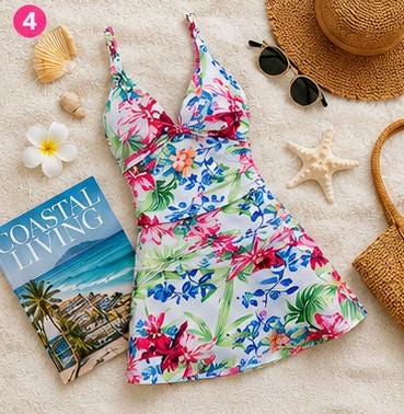 Tropical Floral Swim Dress | Two Piece Swimsuit with Skirt | Women's Resort Swimwear | Beach Vacation Bathing Suit | Beachchī
