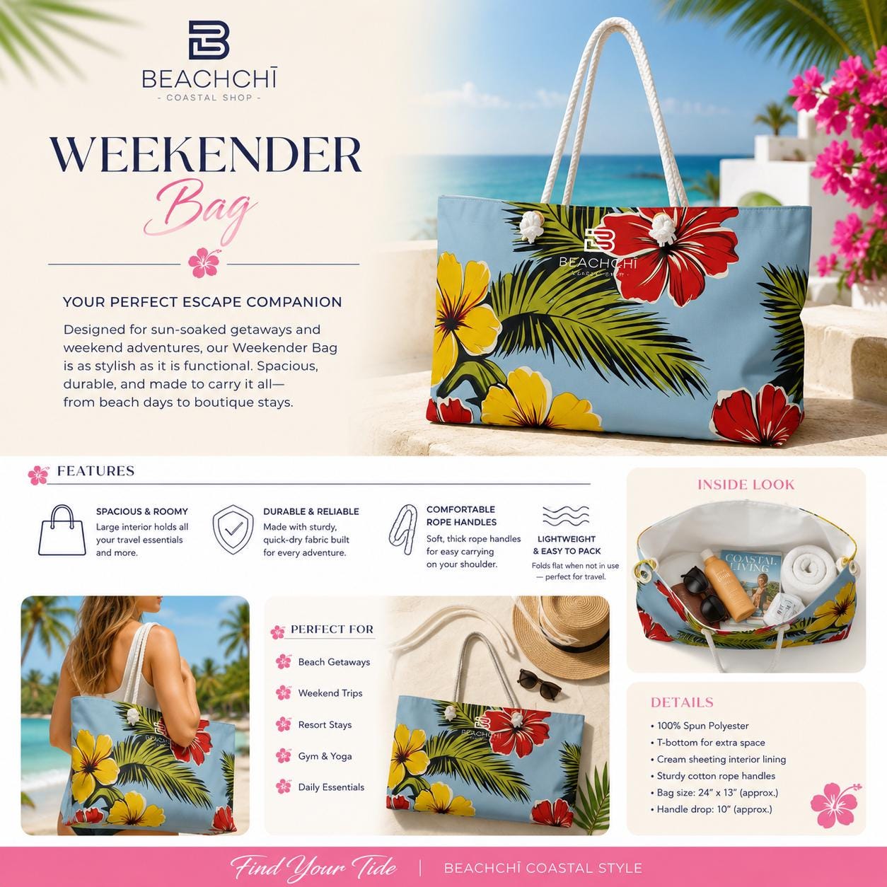 Weekender Bag| Beachchi Tote | Vacation Essential