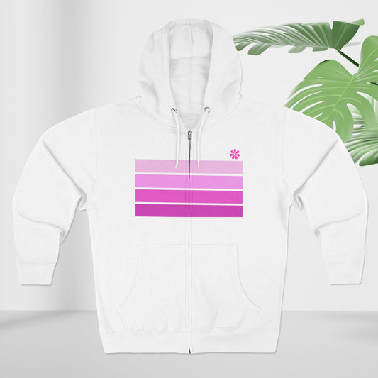 Zip Hoodie | Retro Pink Stripe | Beachchi Logo on Back| Cover-Up
