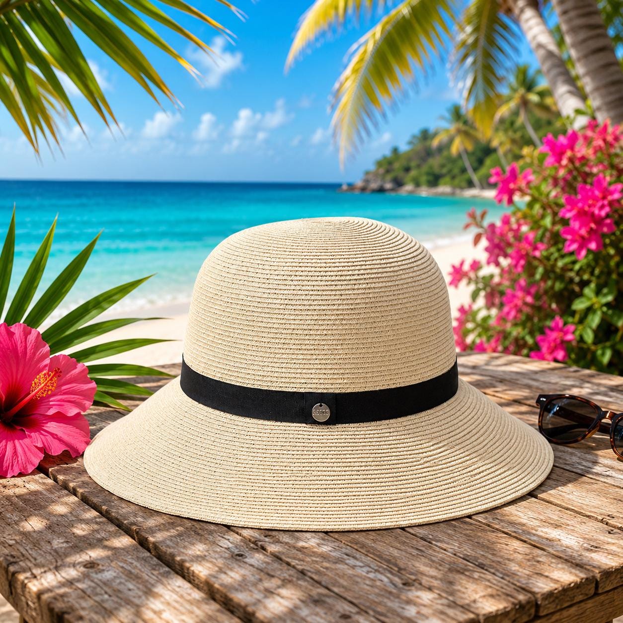 Beachchī Straw Sun Hat for Women | Wide Brim Beach Hat | Packable Summer Hat | Resort Vacation Hat | Coastal Sun Protection | Tropical Trave
