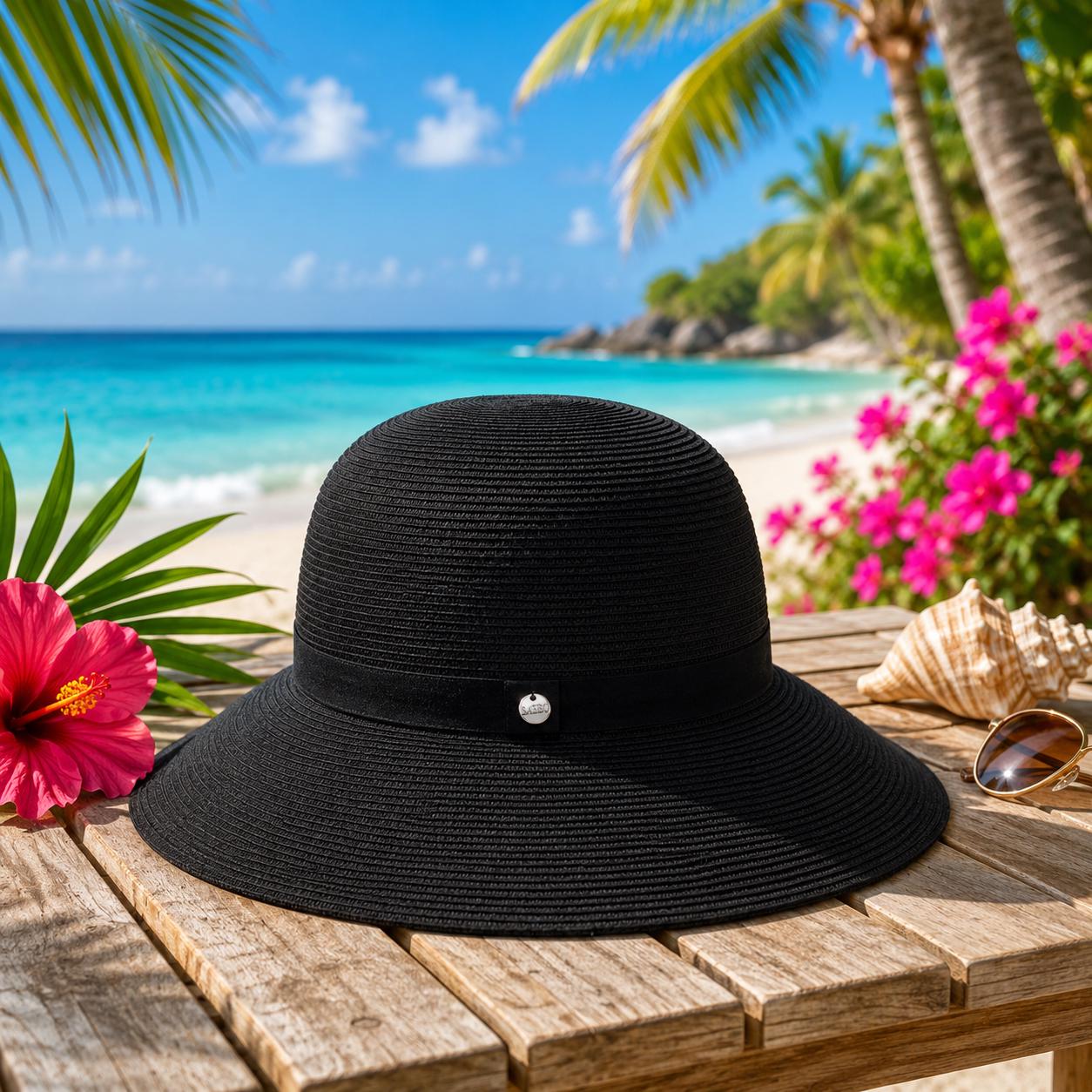 Beachchī Straw Sun Hat for Women | Wide Brim Beach Hat | Packable Summer Hat | Resort Vacation Hat | Coastal Sun Protection | Tropical Trave