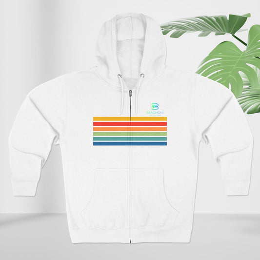 Retro rainbow stripes zip hoodie | beachchi logo on back