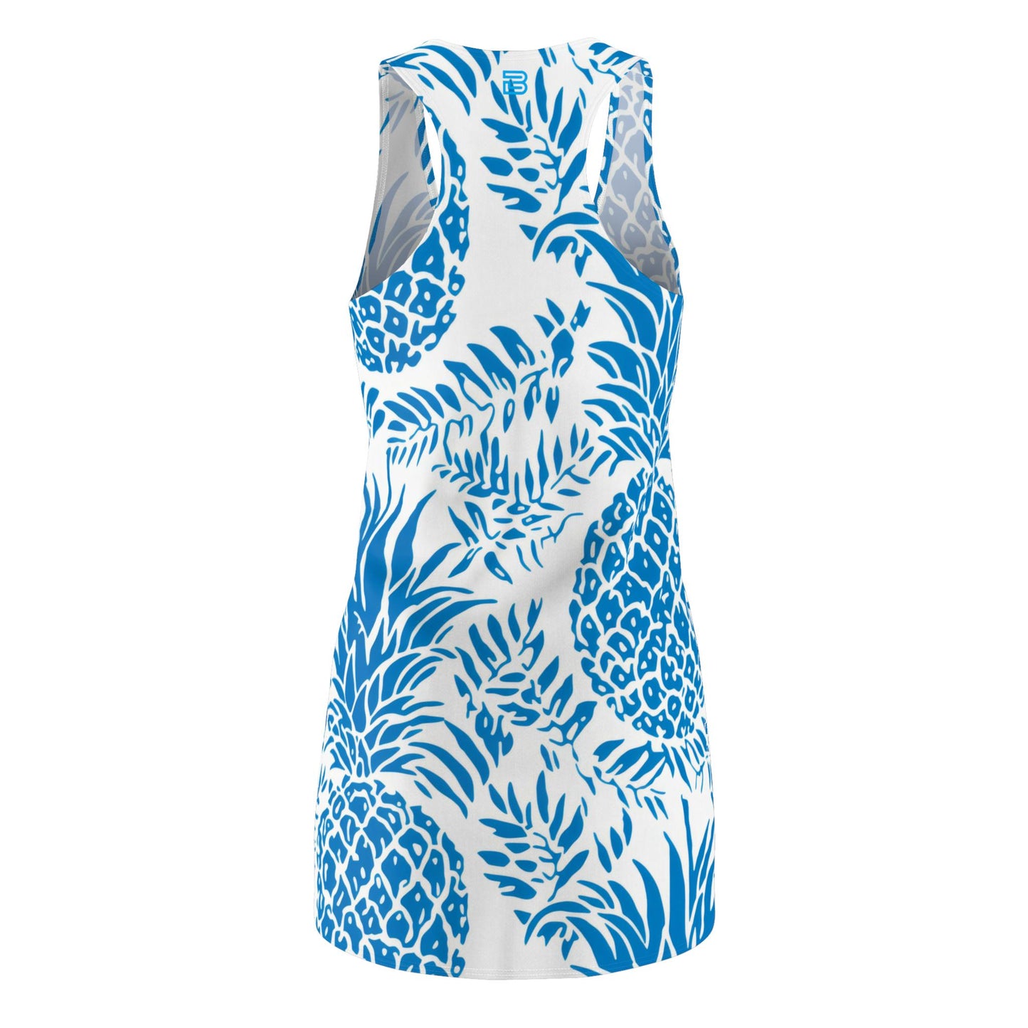 Blue Pineapple Pattern Racerback Dress | Tropical Floral Print