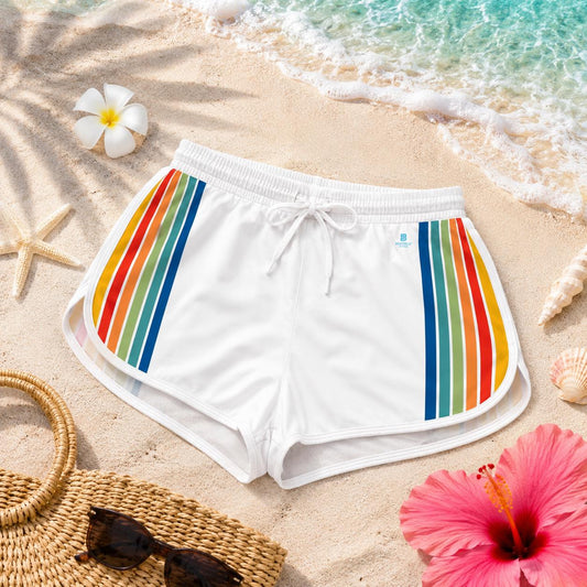 Retro Rainbow Stripe Shorts | Women's Relaxed Shorts