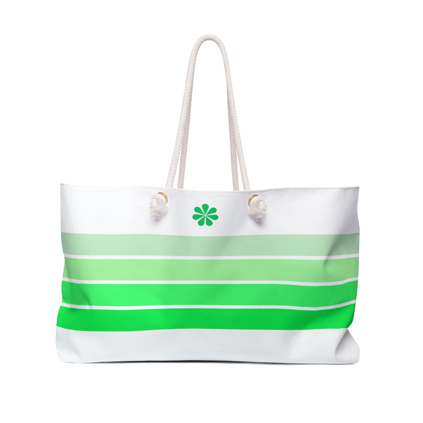 Green Gradient Stripes Weekender Bag | Large Beach Tote