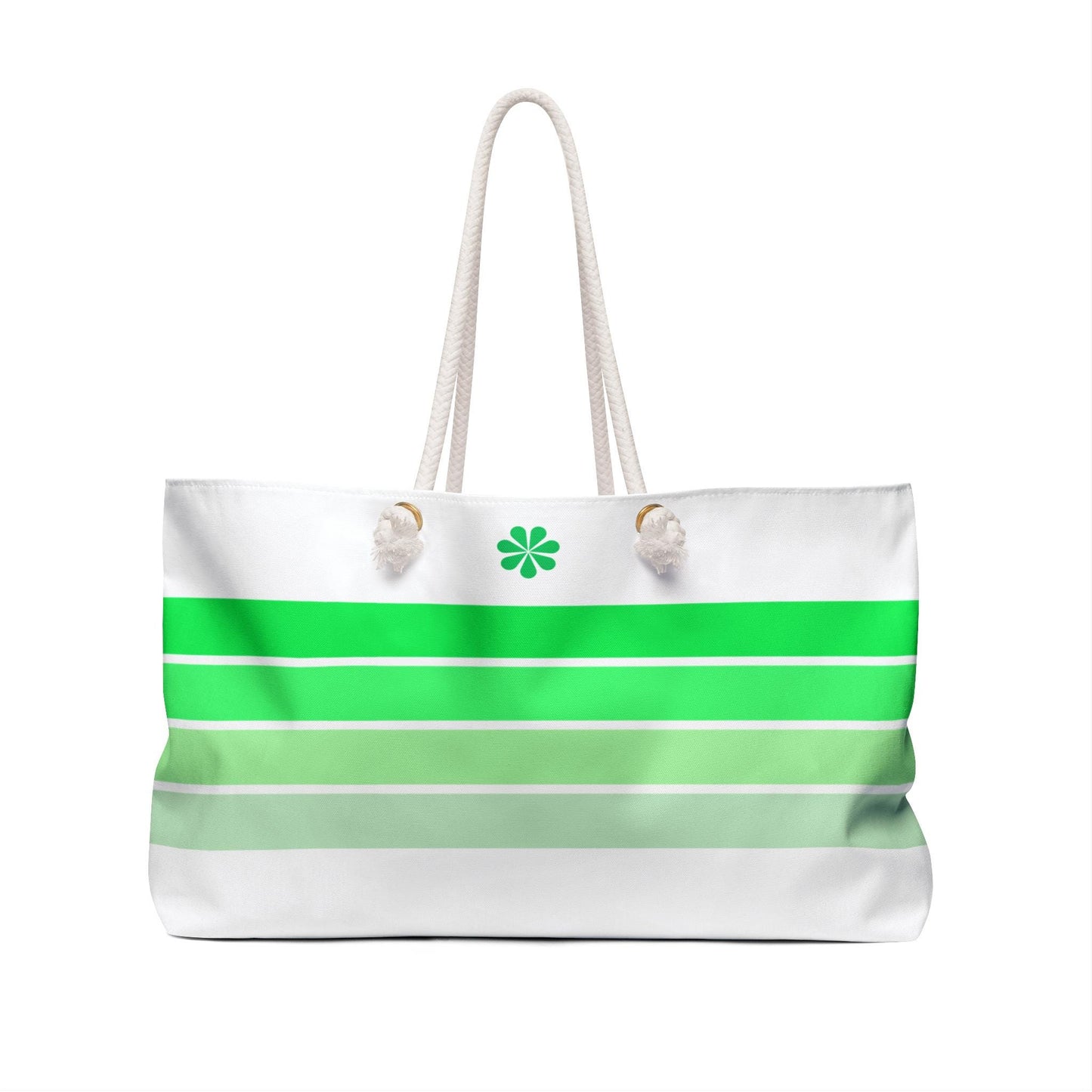Green Gradient Stripes Weekender Bag | Large Beach Tote