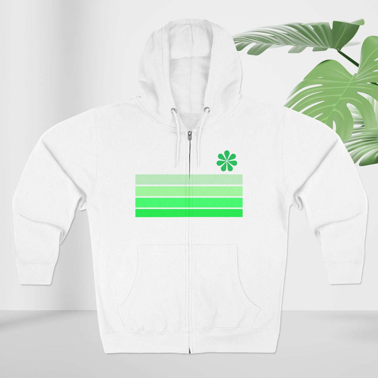 Retro Green Stripes Zip Hoodie | Beachchi Logo on Back