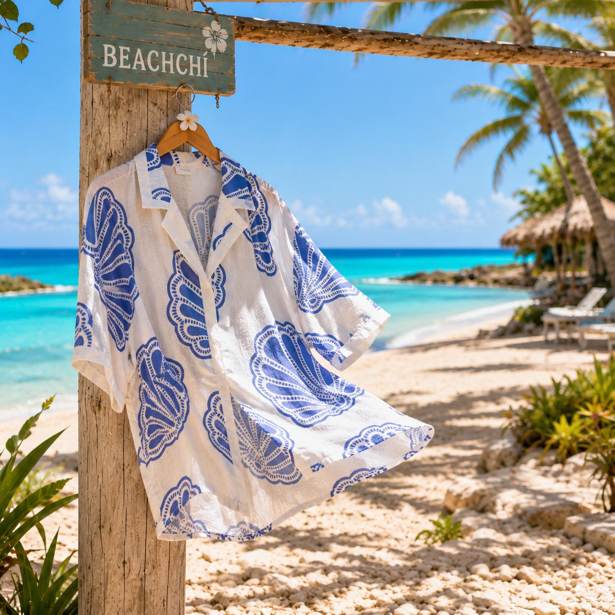 Beachchī Blue Shell Print Two Piece Shorts Set | Women's Coastal Resort Wear | Vacation Matching Set | Beach Outfit | Cruise Outfit | Plus