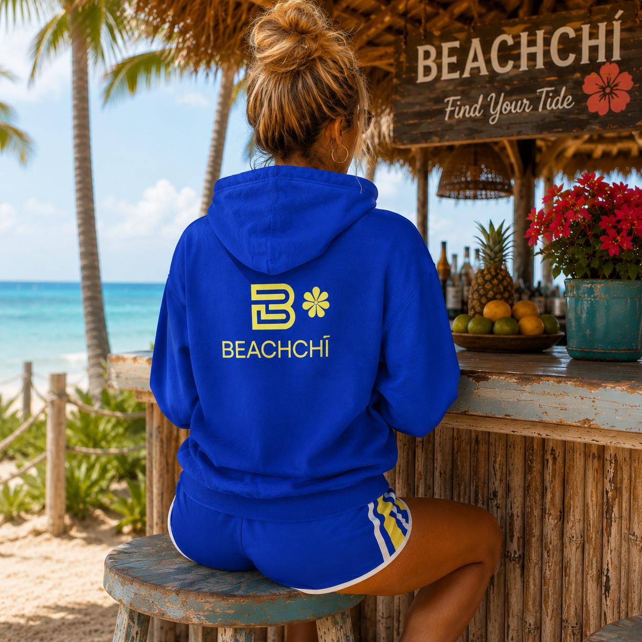 Beachchi Retro Rainbow Stripes Zip Hoodie | Beachchi Logo on Back