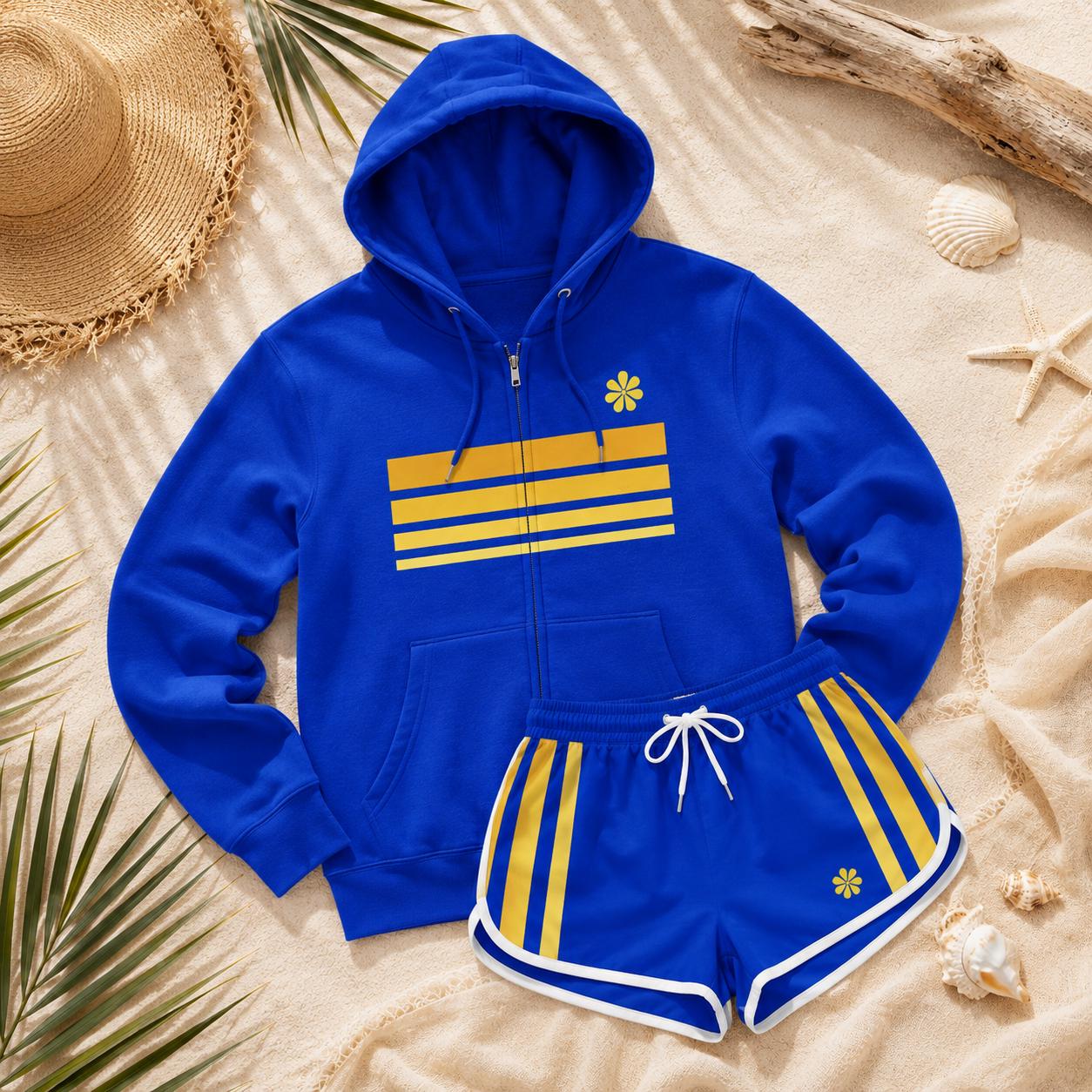 Beachchi Retro Rainbow Stripes Zip Hoodie | Beachchi Logo on Back
