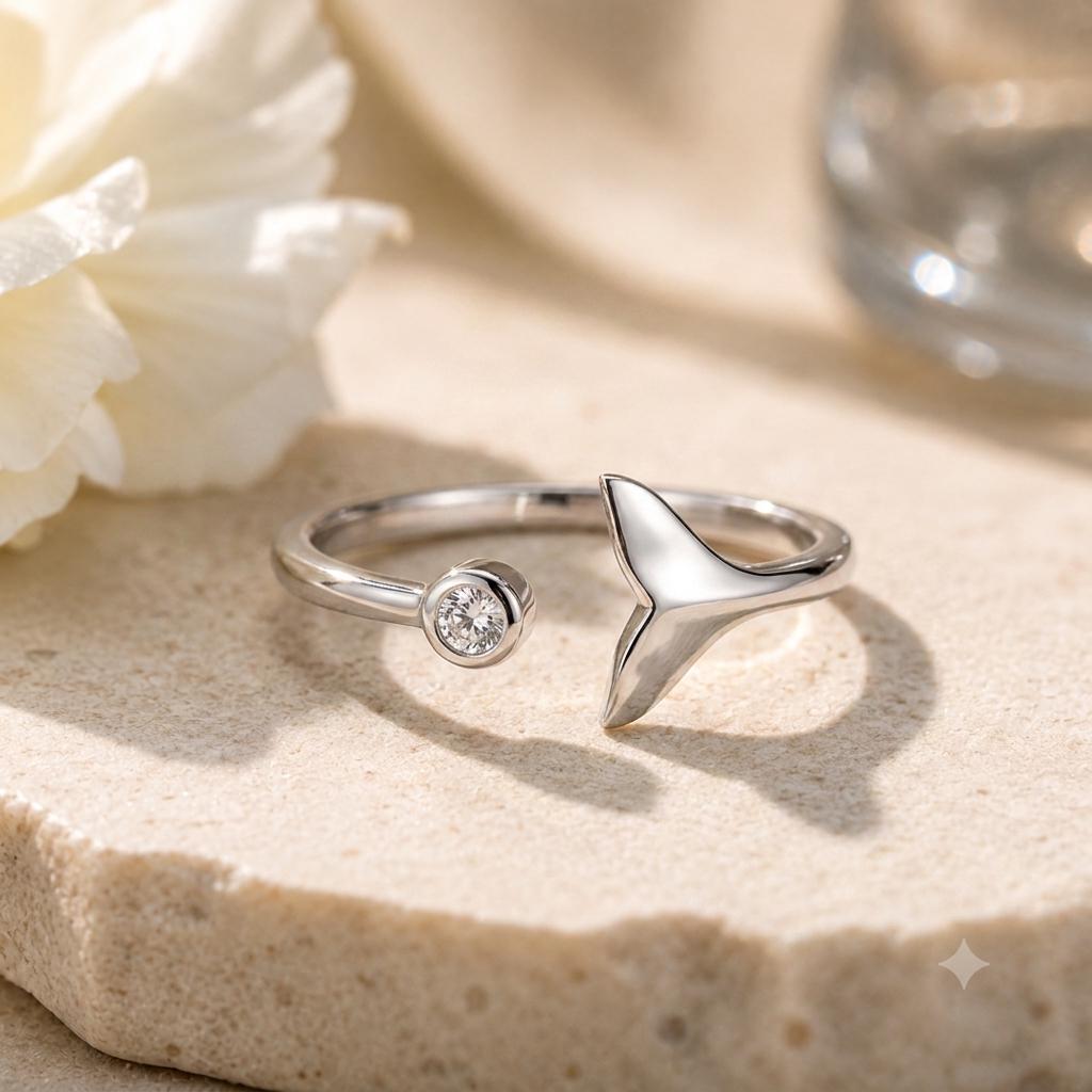Sterling Whale Tail Ring | Adjustable Ring| Beachchi Jewelry
