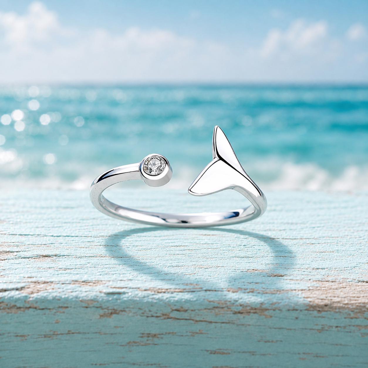Sterling Whale Tail Ring | Adjustable Ring| Beachchi Jewelry