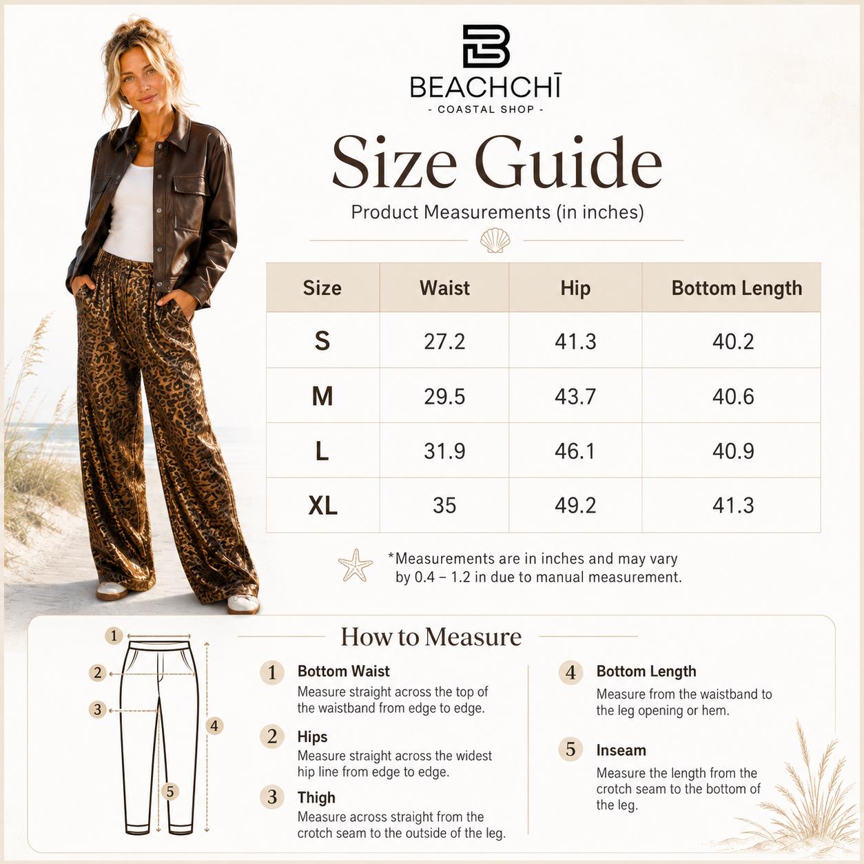 Metallic Leapard Print Wide Leg Pants