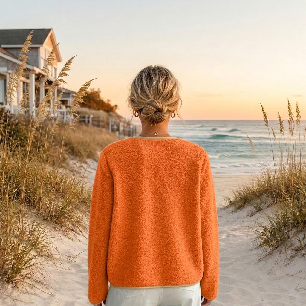 Textured Fleece Button Jacket | Women’s Cozy Fall Outerwear | Plus Size Jacket, Beachchi Jacket