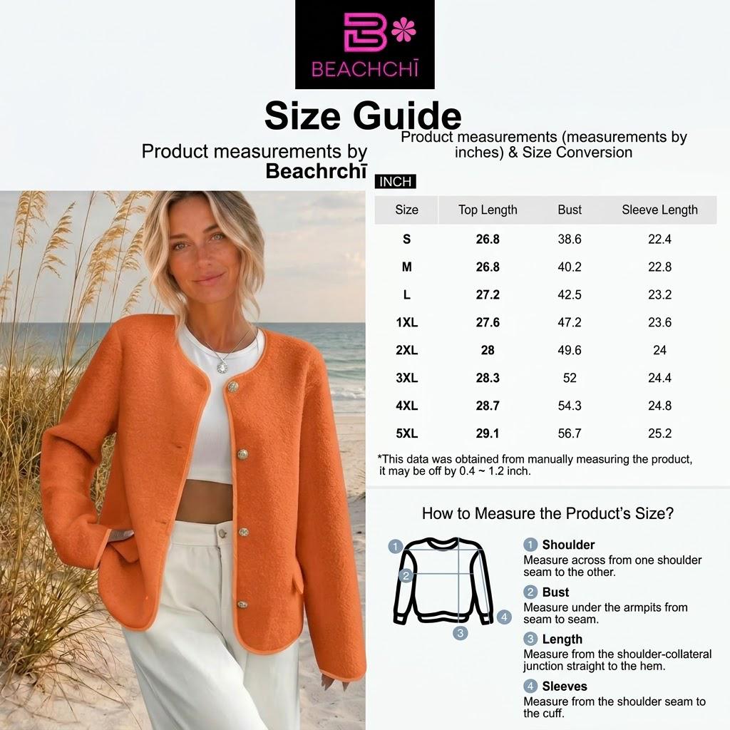 Textured Fleece Button Jacket | Women’s Cozy Fall Outerwear | Plus Size Jacket, Beachchi Jacket
