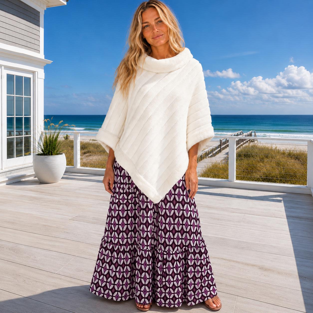 Mauve Geometric Maxi Skirt, Smocked Waist Tiered Skirt, Boho Print Long Skirt, Women’s Vacation Skirt, Beachchi Skirt