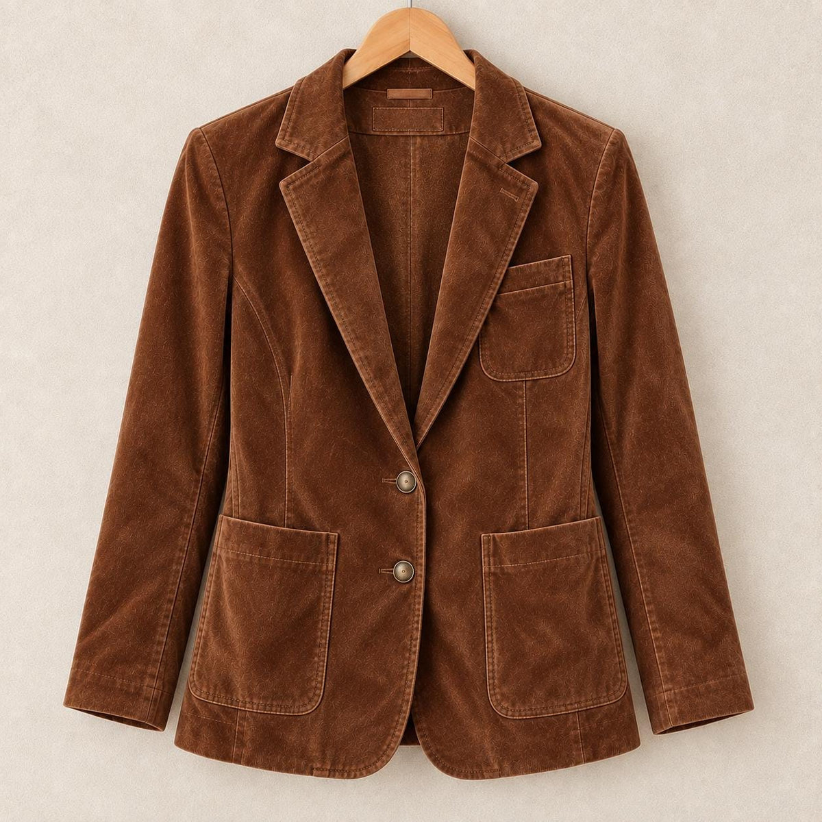 Women’s Faux Suede Blazer, Burgundy Brown Fall Jacket, Slim Fit Long Sleeve Blazer, Plus Sizes S-3XL