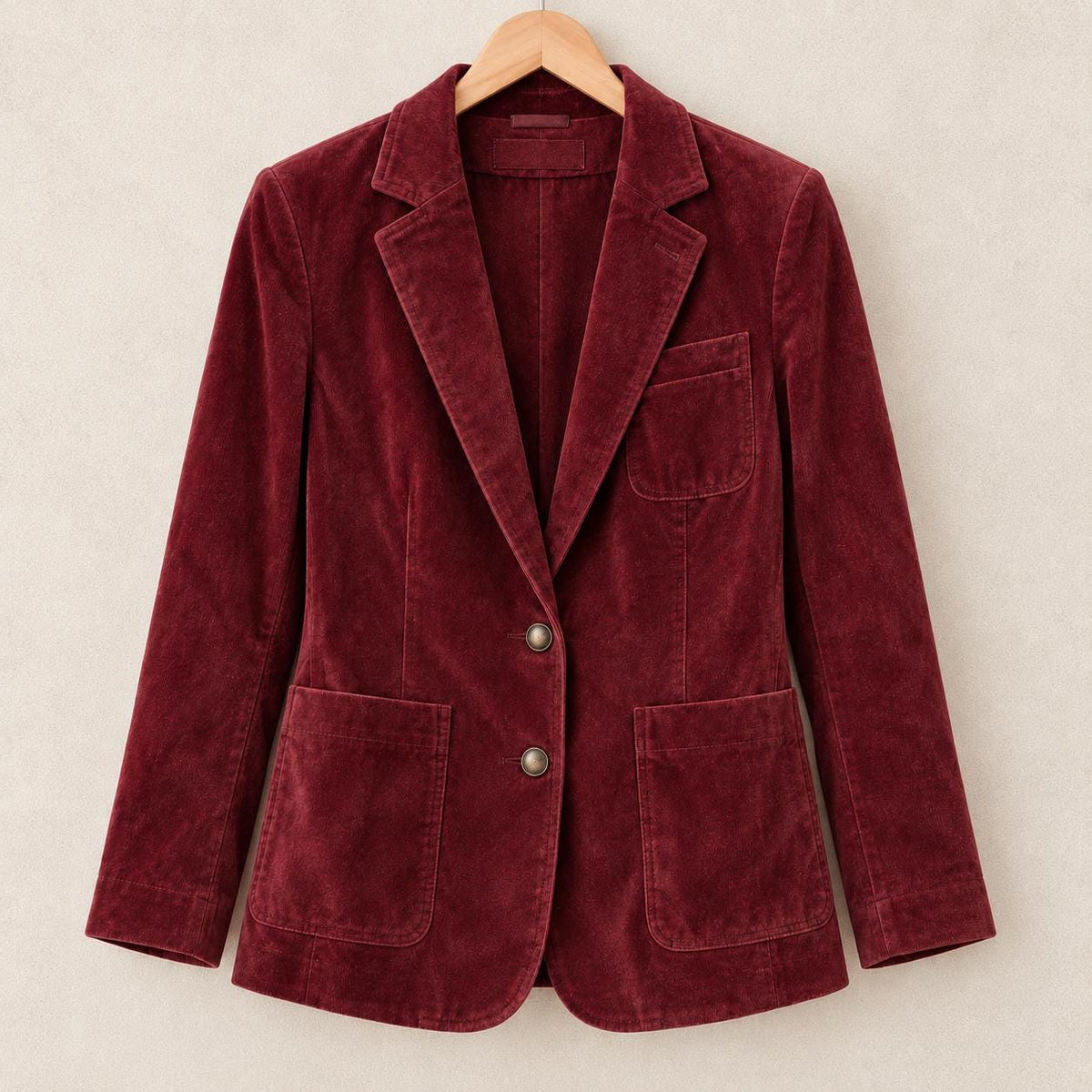 Women’s Faux Suede Blazer, Burgundy Brown Fall Jacket, Slim Fit Long Sleeve Blazer, Plus Sizes S-3XL