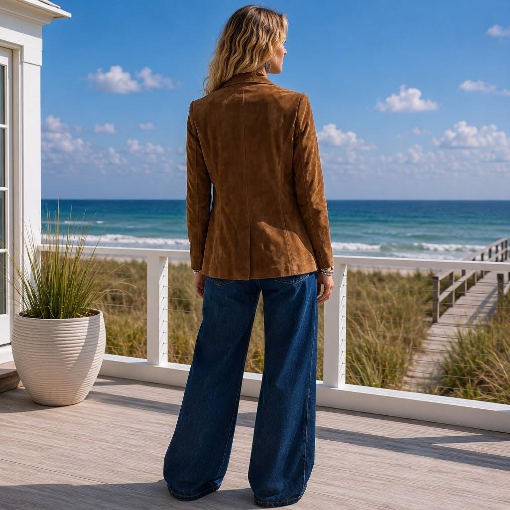 Women’s Faux Suede Blazer, Burgundy Brown Fall Jacket, Slim Fit Long Sleeve Blazer, Plus Sizes S-3XL