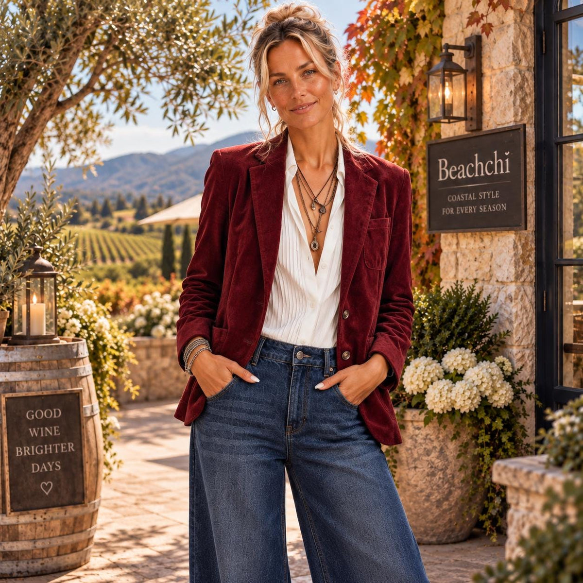 Women’s Faux Suede Blazer, Burgundy Brown Fall Jacket, Slim Fit Long Sleeve Blazer, Plus Sizes S-3XL