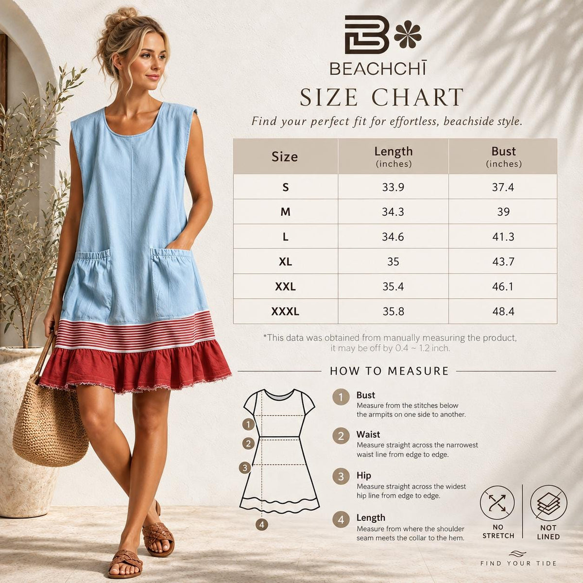 Ruffled Hem Sleeveless Mini Dress with Pockets, Casual Resort Dress, Relaxed Summer Dress, Plus Size Dress S-3XL