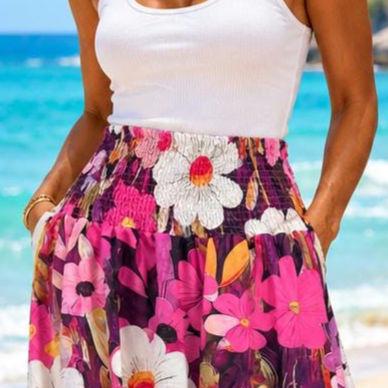 Floral Maxi Skirt for Women, Smocked Waist Tiered Skirt, Boho Skirt, Resort Wear, Vacation Skirt, Beachchi Skirt