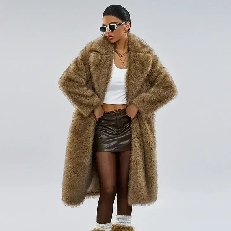 Women’s Long Faux Fur Maxi Coat | Luxe Winter Coat