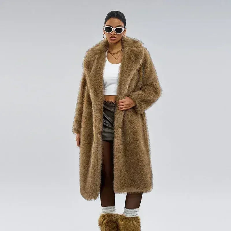 Women’s Long Faux Fur Maxi Coat | Luxe Winter Coat