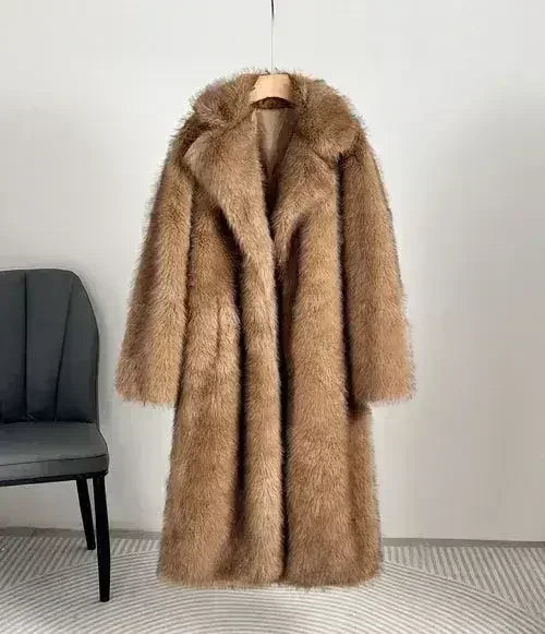 Women’s Long Faux Fur Maxi Coat | Luxe Winter Coat