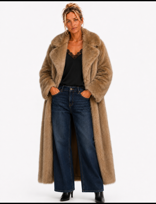 Women’s Long Faux Fur Maxi Coat | Luxe Winter Coat