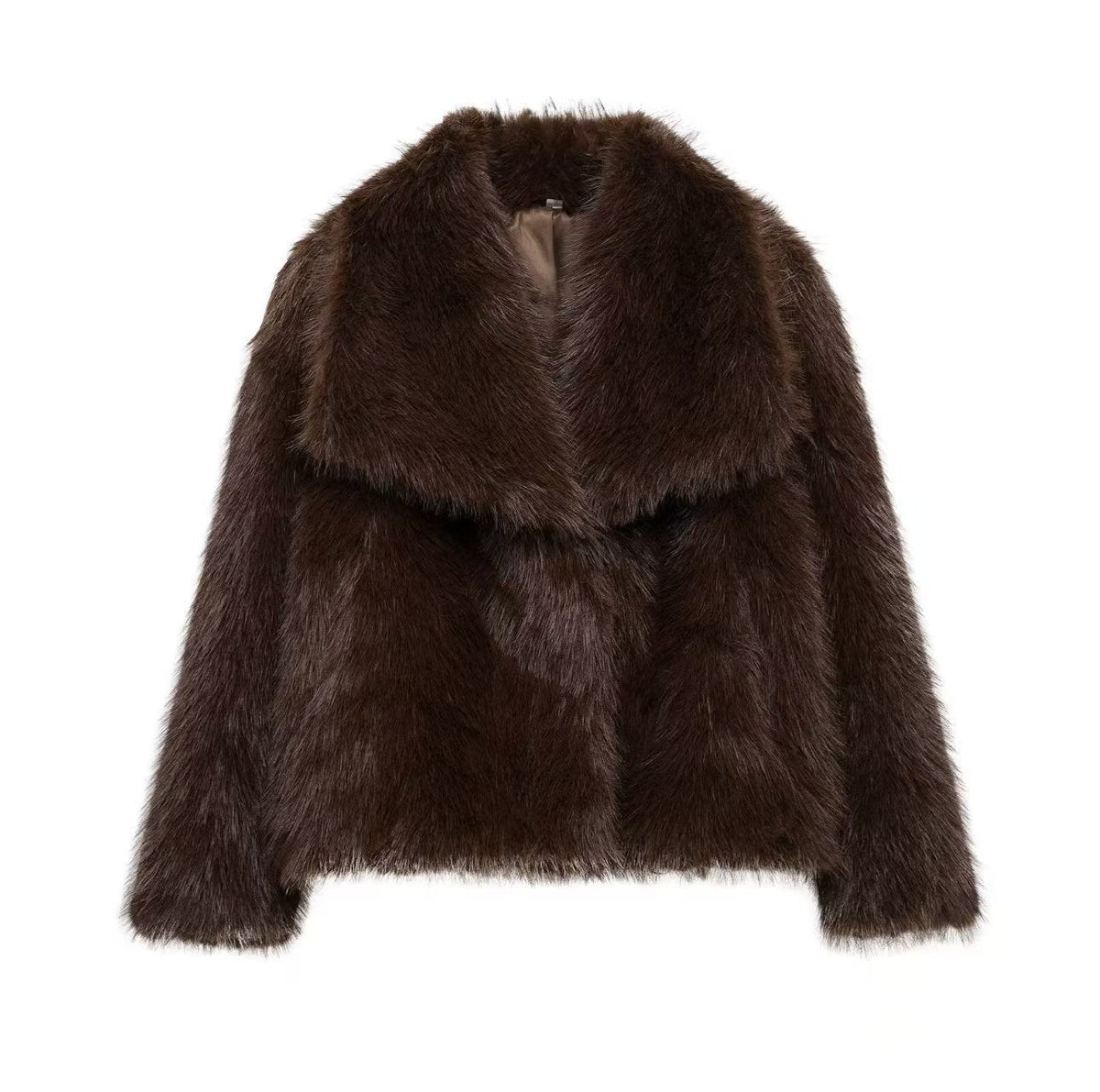Women's Luxe Faux Fur Jacket with Oversized Lapel