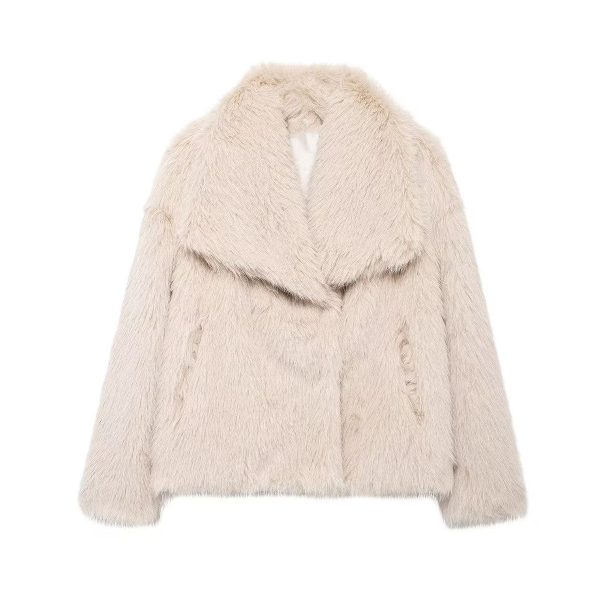 Women's Luxe Faux Fur Jacket with Oversized Lapel