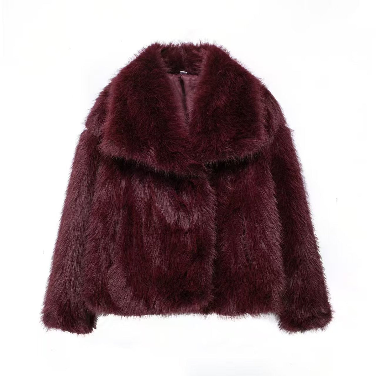 Women's Luxe Faux Fur Jacket with Oversized Lapel
