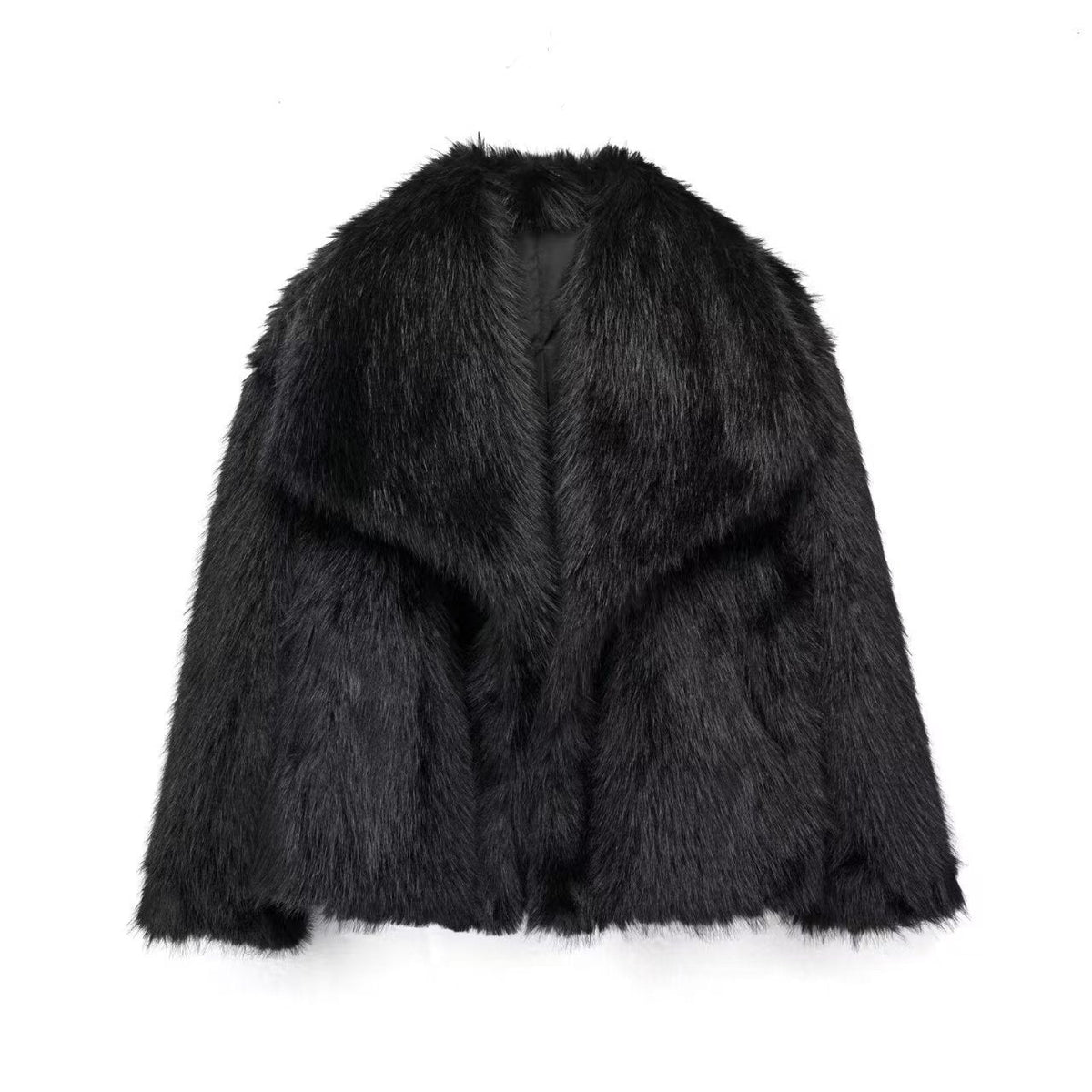 Women's Luxe Faux Fur Jacket with Oversized Lapel