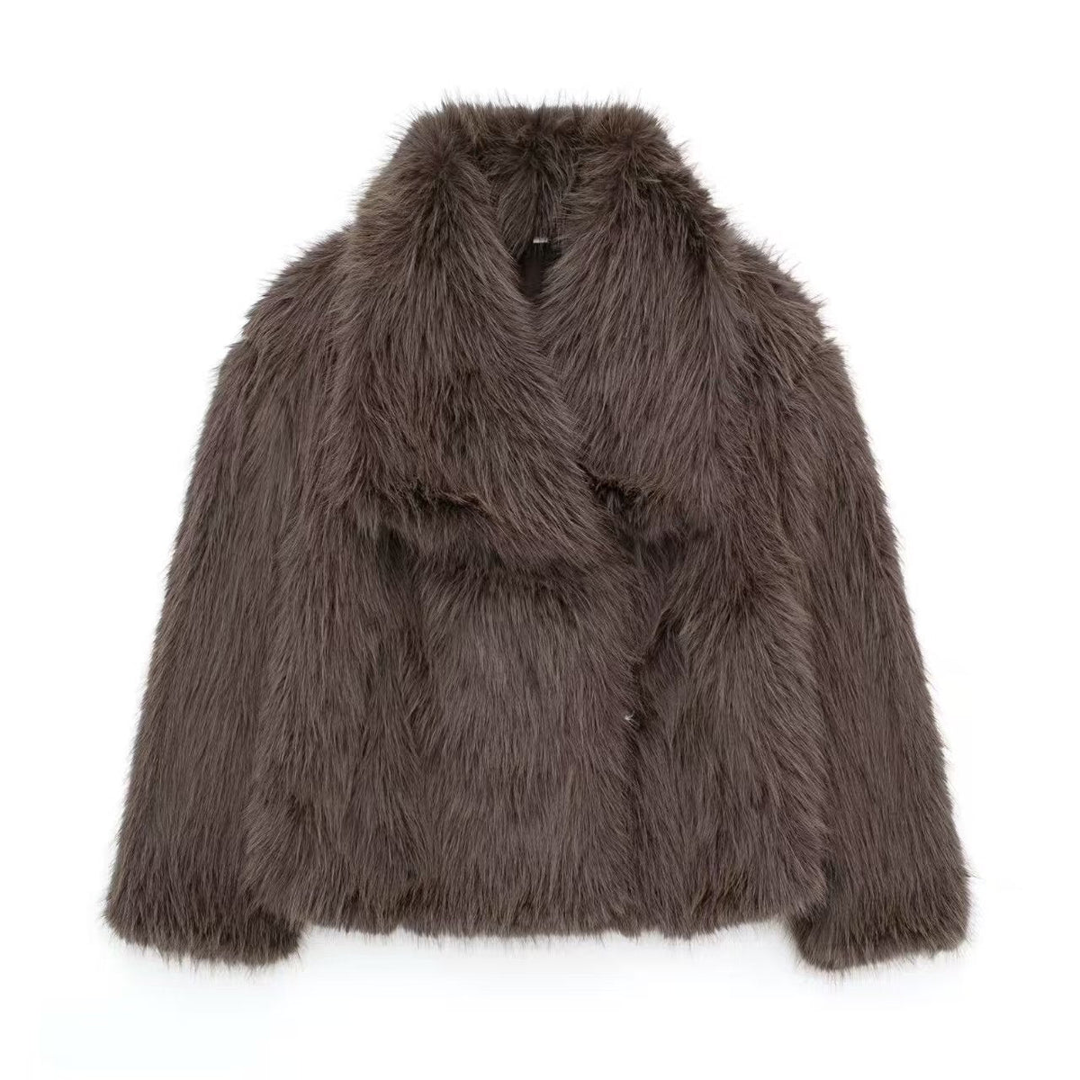 Women's Luxe Faux Fur Jacket with Oversized Lapel