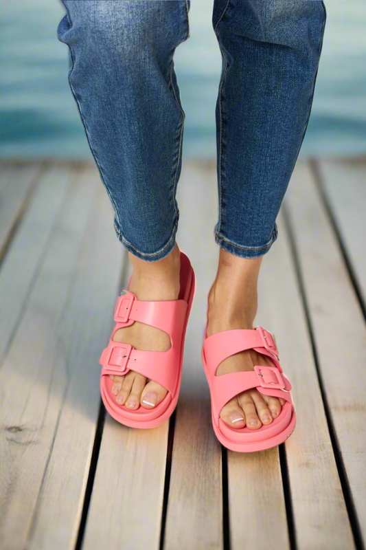 Women's Sandals, Slide Sandals, Beachchi Sandals, Double Buckle Open Toe Sandals Vacation Wear, Beachwear, Summer Sandals