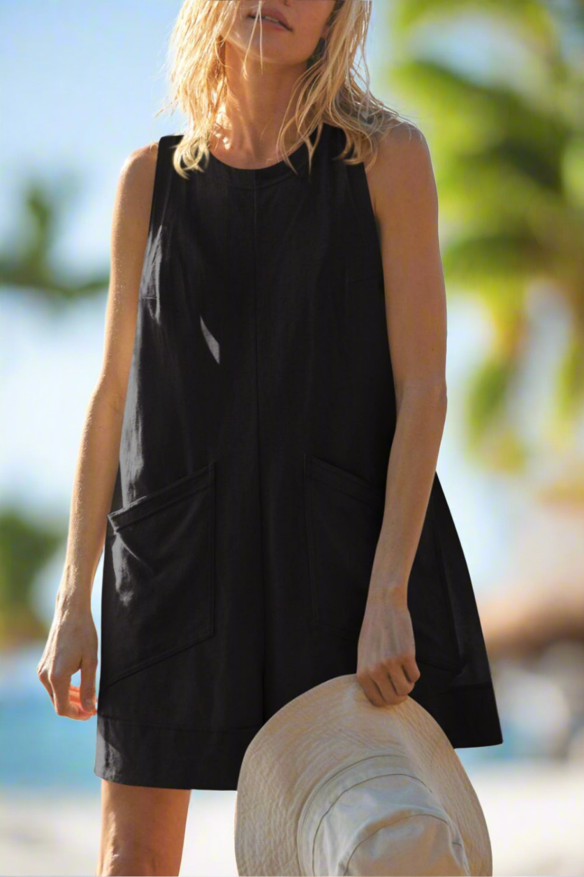 Beachchi Romper, Best Selling Sleeveless Romper with Pockets, Resort Wear, Beachwear, Everyday Romper, Vacation Wear, Casual Dress, Women's Dresses, Romper